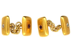 Edwardian 18ct Ruby & Diamond Rectangular Cufflinks