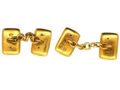 Edwardian 18ct Ruby & Diamond Rectangular Cufflinks -Antique Jewellery Company DSC08979