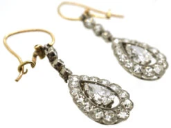 Edwardian Platinum, Pear Shaped Diamond Drop Earrings -Antique Jewellery Company DSC08980