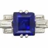 Art Deco 18ct Gold & Platinum Ring Set With A Sapphire & Baguette Cut Diamonds 1 Art Deco 18ct Gold & Platinum Ring Set With A Sapphire & Baguette Cut Diamonds -Antique Jewellery Company DSC08985 scaled 1