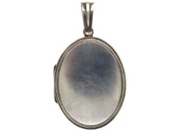 Victorian Oval Silver Locket With Garter Motif -Antique Jewellery Company DSC08991