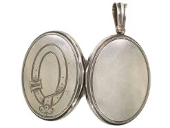 Victorian Oval Silver Locket With Garter Motif -Antique Jewellery Company DSC08995 1