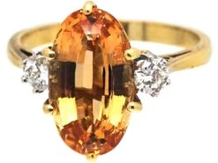 18ct Gold Ring Set With A Topaz With Diamond Set Shoulders -Antique Jewellery Company DSC09001 scaled 1