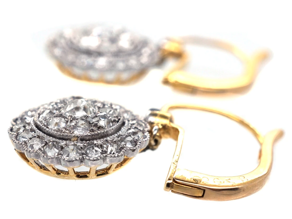 Edwardian Diamond Flower Cluster Earrings 8 Edwardian Diamond Flower Cluster Earrings - Image 6