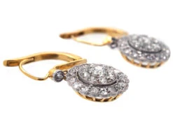 Edwardian Diamond Flower Cluster Earrings 15 Edwardian Diamond Flower Cluster Earrings -Antique Jewellery Company DSC09005