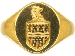 18ct Gold Signet Ring Engraved With Eagle’s Head & Shield