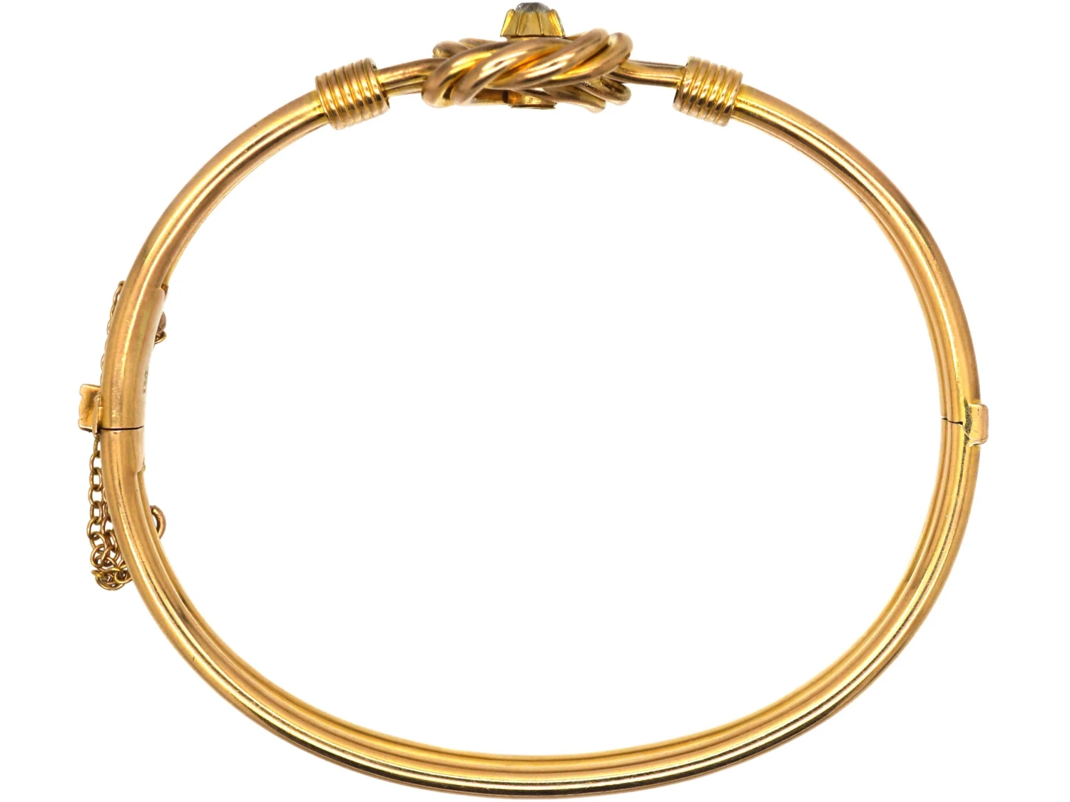 Edwardian 15ct Gold Knot Bangle Set With A Diamond 5 Edwardian 15ct Gold Knot Bangle Set With A Diamond - Image 3