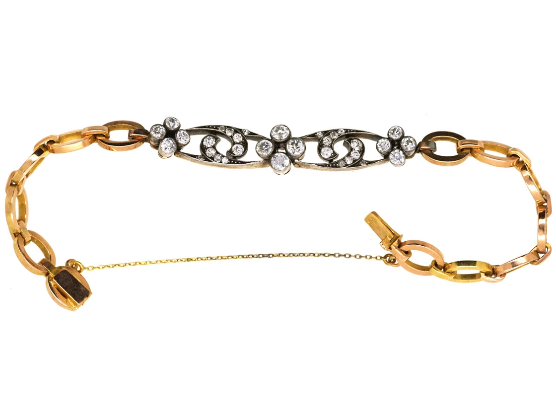 Edwardian 18ct Gold & Diamond Bracelet 7 Edwardian 18ct Gold & Diamond Bracelet - Image 5