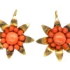 Victorian Silver Gilt & Coral Flower Earrings 2 Victorian Silver Gilt & Coral Flower Earrings -Antique Jewellery Company DSC09049