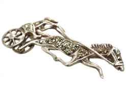 Silver & Marcasite Trotting Horse & Carriage Brooch 7 Silver & Marcasite Trotting Horse & Carriage Brooch -Antique Jewellery Company DSC09066 1