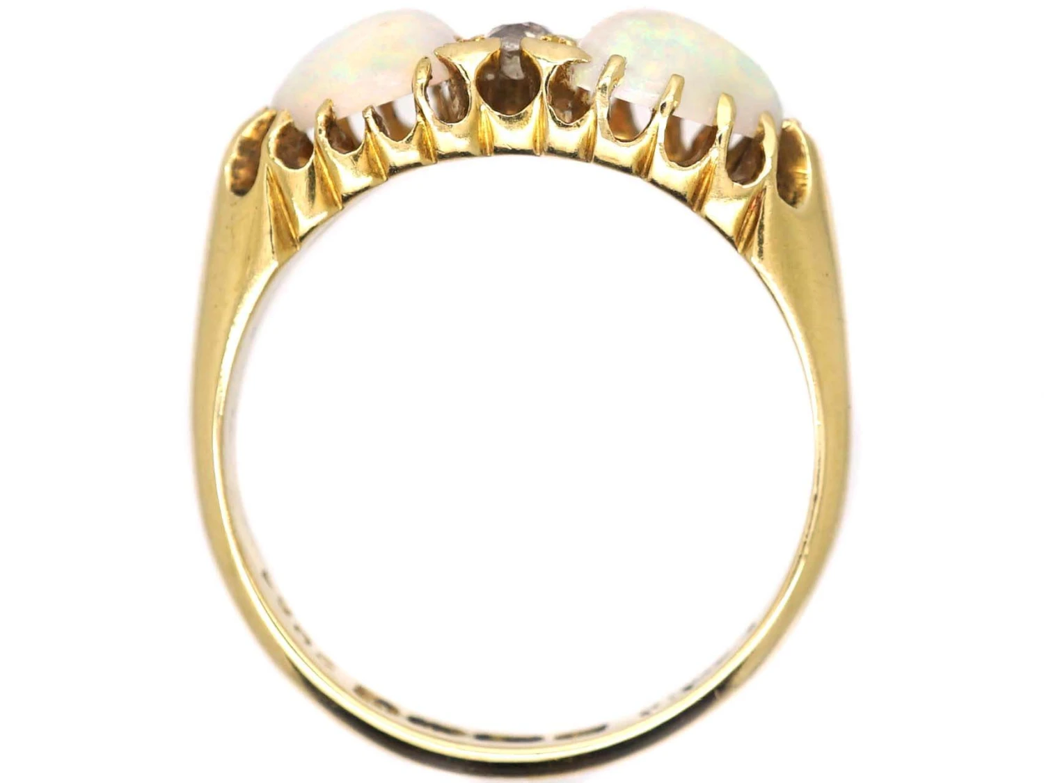 Edwardian 18ct Gold Heart Shaped Opal And Diamond Ring 4 Edwardian 18ct Gold Heart Shaped Opal And Diamond Ring - Image 2