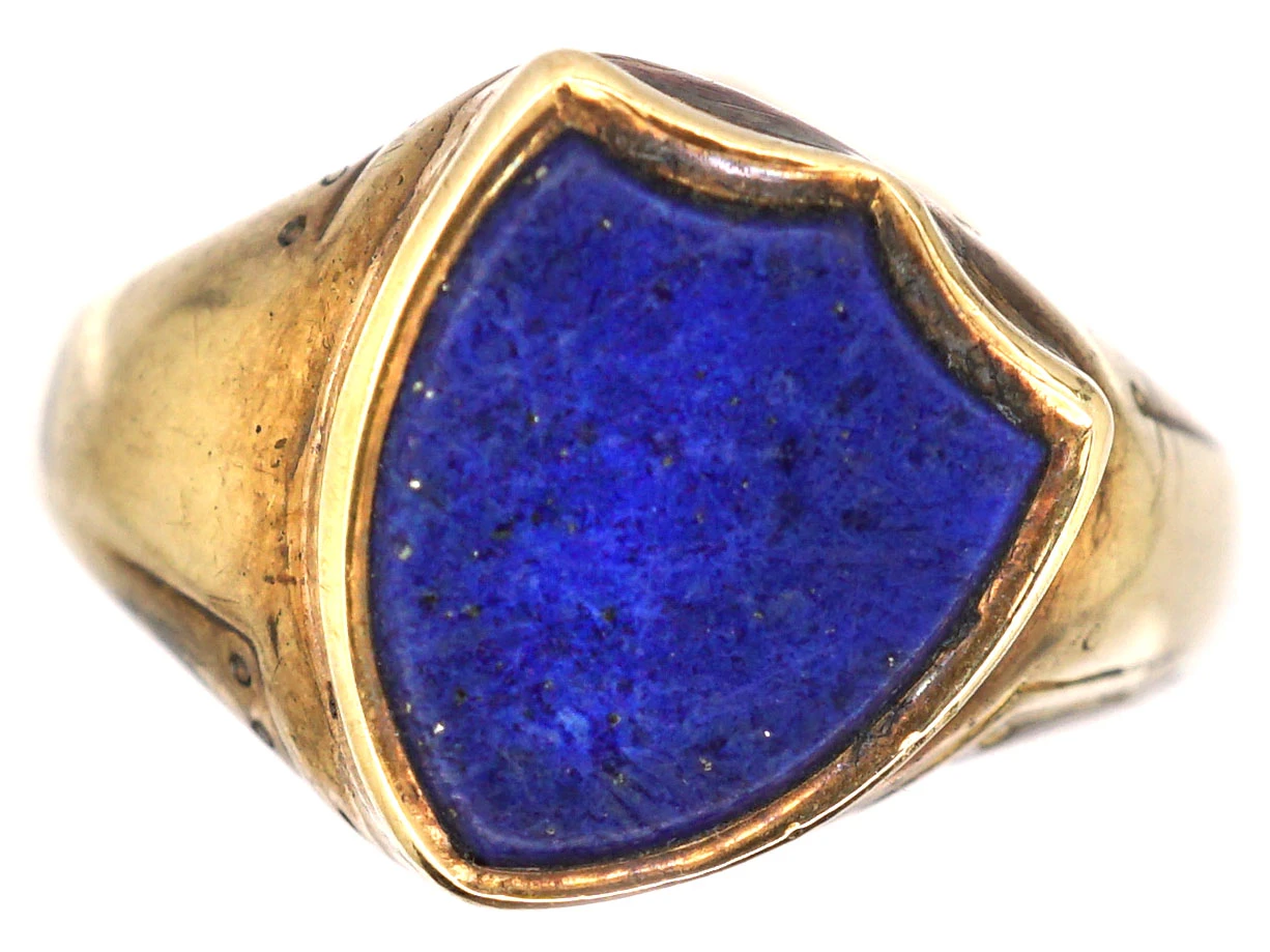 Victorian 18ct Gold Tipsy Shield Signet Ring Set With A Lapis Lazuli 3 Victorian 18ct Gold Tipsy Shield Signet Ring Set With A Lapis Lazuli