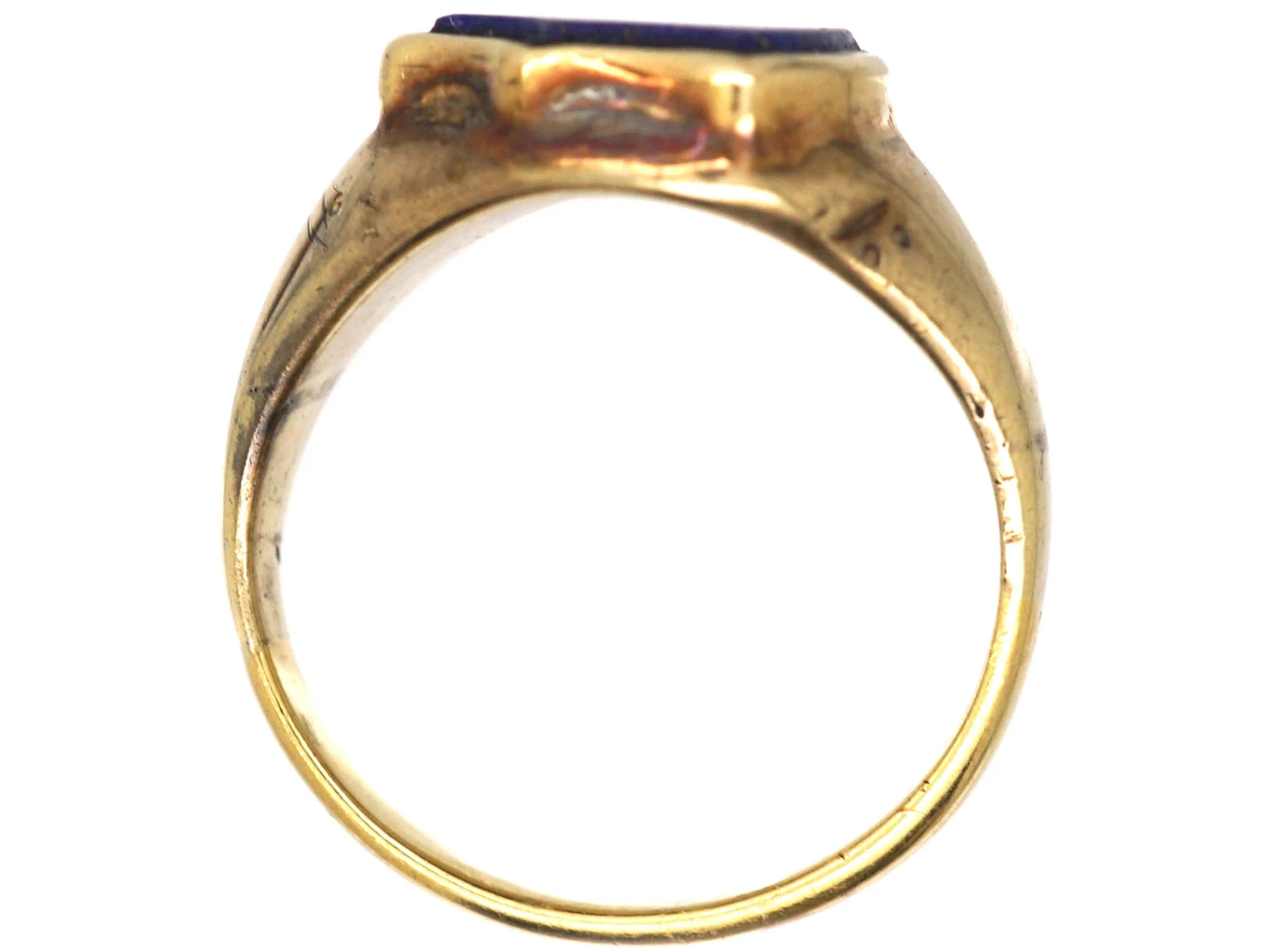 Victorian 18ct Gold Tipsy Shield Signet Ring Set With A Lapis Lazuli 5 Victorian 18ct Gold Tipsy Shield Signet Ring Set With A Lapis Lazuli - Image 3