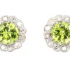 Edwardian 18ct White Gold Cluster Earrings Set With Peridots & Diamonds -Antique Jewellery Company DSC09102 copy