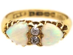 Edwardian 18ct Gold Heart Shaped Opal And Diamond Ring 15 Edwardian 18ct Gold Heart Shaped Opal And Diamond Ring -Antique Jewellery Company DSC09110 1
