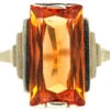 Art Deco 9ct White & Yellow Gold Ring Set With A Rectangular Citrine -Antique Jewellery Company DSC09113