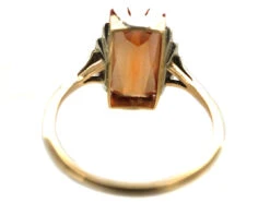 Art Deco 9ct White & Yellow Gold Ring Set With A Rectangular Citrine -Antique Jewellery Company DSC09118