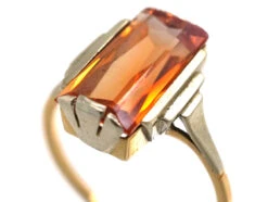 Art Deco 9ct White & Yellow Gold Ring Set With A Rectangular Citrine -Antique Jewellery Company DSC09124 1