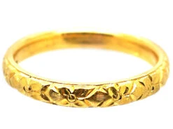 Early 20th Century 22ct Gold Wedding Ring With Orange Blossom Motif 11 Early 20th Century 22ct Gold Wedding Ring With Orange Blossom Motif -Antique Jewellery Company DSC09148 copy