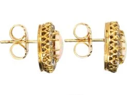 Edwardian 18ct Gold, Opal & Diamond Oval Cluster Earrings 5 Edwardian 18ct Gold, Opal & Diamond Oval Cluster Earrings -Antique Jewellery Company DSC09155 scaled 1