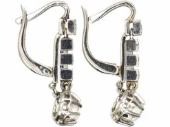 French Early 20th Century Platinum & 18ct White Gold, Diamond Drop Earrings 5 French Early 20th Century Platinum & 18ct White Gold, Diamond Drop Earrings -Antique Jewellery Company DSC09175 scaled 1