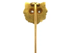 Edwardian 18ct Gold Cat Tie Pin With Diamond Eyes -Antique Jewellery Company DSC09181