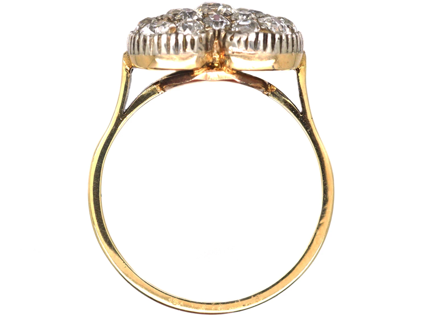 Edwardian 18ct Gold Heart Shaped Ring Set With Diamonds 4 Edwardian 18ct Gold Heart Shaped Ring Set With Diamonds - Image 2