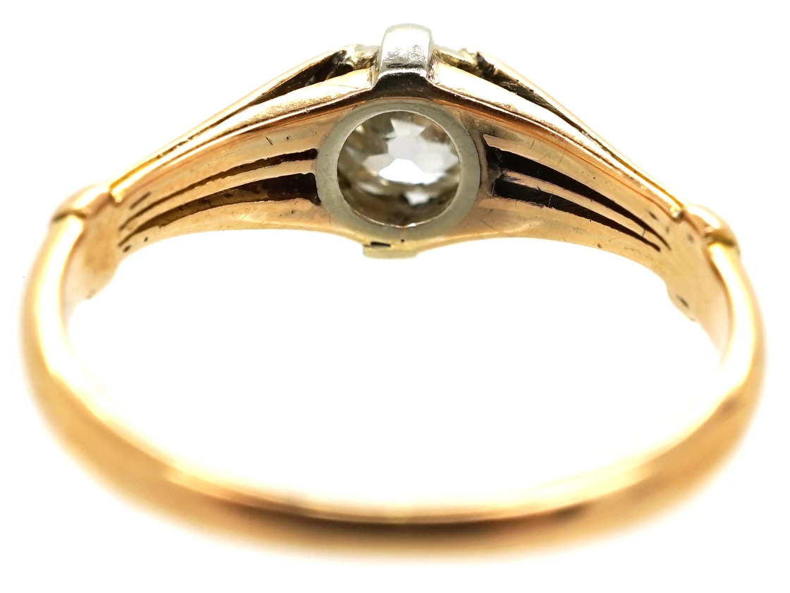 Art Deco 18ct Gold Diamond Solitaire Ring With Pierced Shoulders 8 Art Deco 18ct Gold Diamond Solitaire Ring With Pierced Shoulders - Image 6