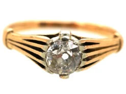 Art Deco 18ct Gold Diamond Solitaire Ring With Pierced Shoulders 16 Art Deco 18ct Gold Diamond Solitaire Ring With Pierced Shoulders -Antique Jewellery Company DSC09230