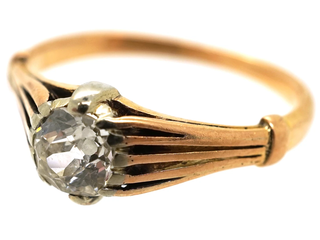 Art Deco 18ct Gold Diamond Solitaire Ring With Pierced Shoulders 10 Art Deco 18ct Gold Diamond Solitaire Ring With Pierced Shoulders - Image 8