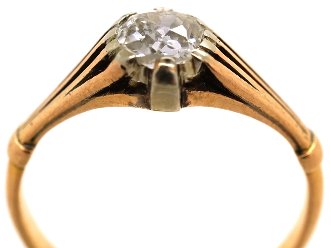 Art Deco 18ct Gold Diamond Solitaire Ring With Pierced Shoulders 5 Art Deco 18ct Gold Diamond Solitaire Ring With Pierced Shoulders - Image 3