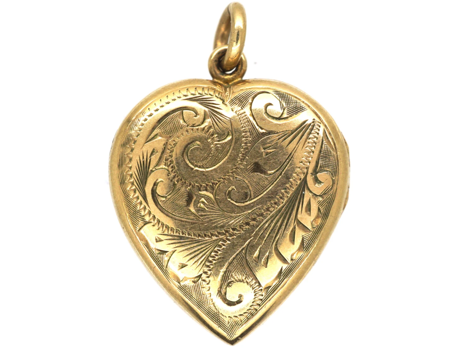 9ct Gold Heart Shaped Locket With Scroll Engraved Detail 3 9ct Gold Heart Shaped Locket With Scroll Engraved Detail