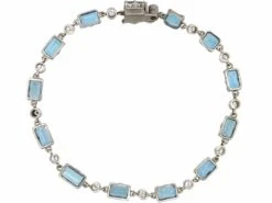 Early 20th Century Platinum Bracelet Set With Aquamarines & Diamonds -Antique Jewellery Company DSC09252 scaled 1