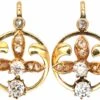 Early 20th Century 18ct Gold Flower Earrings Set With Diamonds -Antique Jewellery Company DSC09255 1 scaled 1