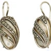 Silver, Marcasite & Mother Of Pearl Oval Earrings