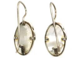 Silver, Marcasite & Mother Of Pearl Oval Earrings -Antique Jewellery Company DSC09267