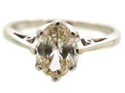 18ct White Gold, Oval Diamond Single Stone Ring -Antique Jewellery Company DSC09268