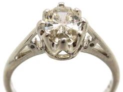 18ct White Gold, Oval Diamond Single Stone Ring -Antique Jewellery Company DSC09276