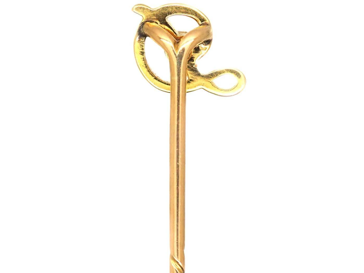 Edwardian 18ct Gold Tie Pin With The Letter D Set With A Diamond 4 Edwardian 18ct Gold Tie Pin With The Letter D Set With A Diamond - Image 2