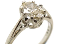 18ct White Gold, Oval Diamond Single Stone Ring -Antique Jewellery Company DSC09282