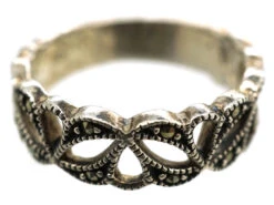 Silver & Marcasite Half Eternity Openwork Ring 13 Silver & Marcasite Half Eternity Openwork Ring -Antique Jewellery Company DSC09287