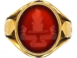 Victorian 18ct Gold Signet Ring Set With A Carnelian With Tree Trunk Intaglio