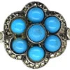 Art Deco Silver, Marcasite & Blue Glass Cluster Ring -Antique Jewellery Company DSC09295