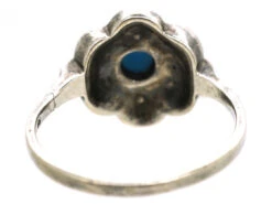 Art Deco Silver, Marcasite & Blue Glass Cluster Ring -Antique Jewellery Company DSC09300