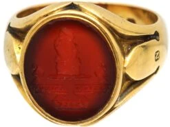 Victorian 18ct Gold Signet Ring Set With A Carnelian With Tree Trunk Intaglio -Antique Jewellery Company DSC09310 scaled 1