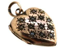 Edwardian 9ct Gold Heart Shaped Locket Studded With Natural Split Pearls 8 Edwardian 9ct Gold Heart Shaped Locket Studded With Natural Split Pearls -Antique Jewellery Company DSC09363
