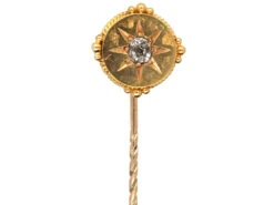 Victorian 15ct Gold Tie Pin Set With A Diamond