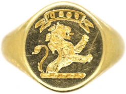 18ct Gold Signet Ring Of A Lion Rampant