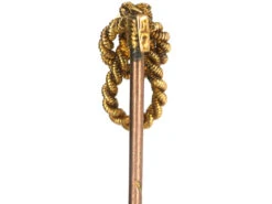 Victorian 15ct Gold Double Knot Rope Tie Pin Set With A Garnet -Antique Jewellery Company DSC09390
