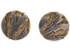 Silver Two Colour 1970s Round Earrings